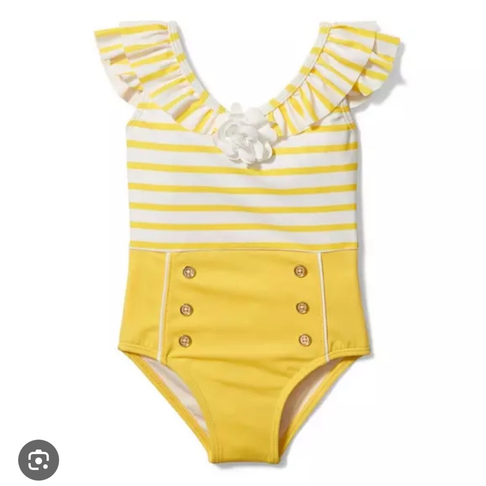 Janie and Jack Yellow Striped Kids Swim One Piece